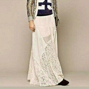 Free People One patchwork lace maxi skirt